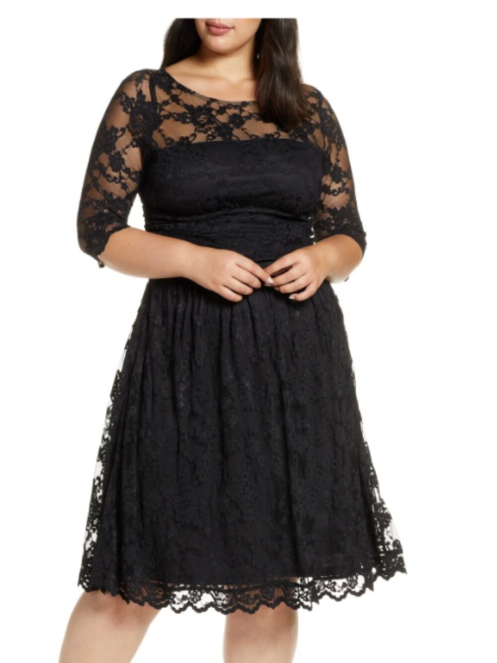 Kiyonna - Black Luna Lace A-Line Dress - Size 1X Plus